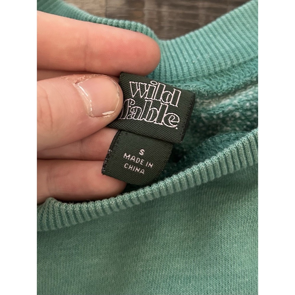Wild Fable Women's Green Crew Neck Pullover Sweatshirt Beach Vibes Graphic S - Picture 3 of 4